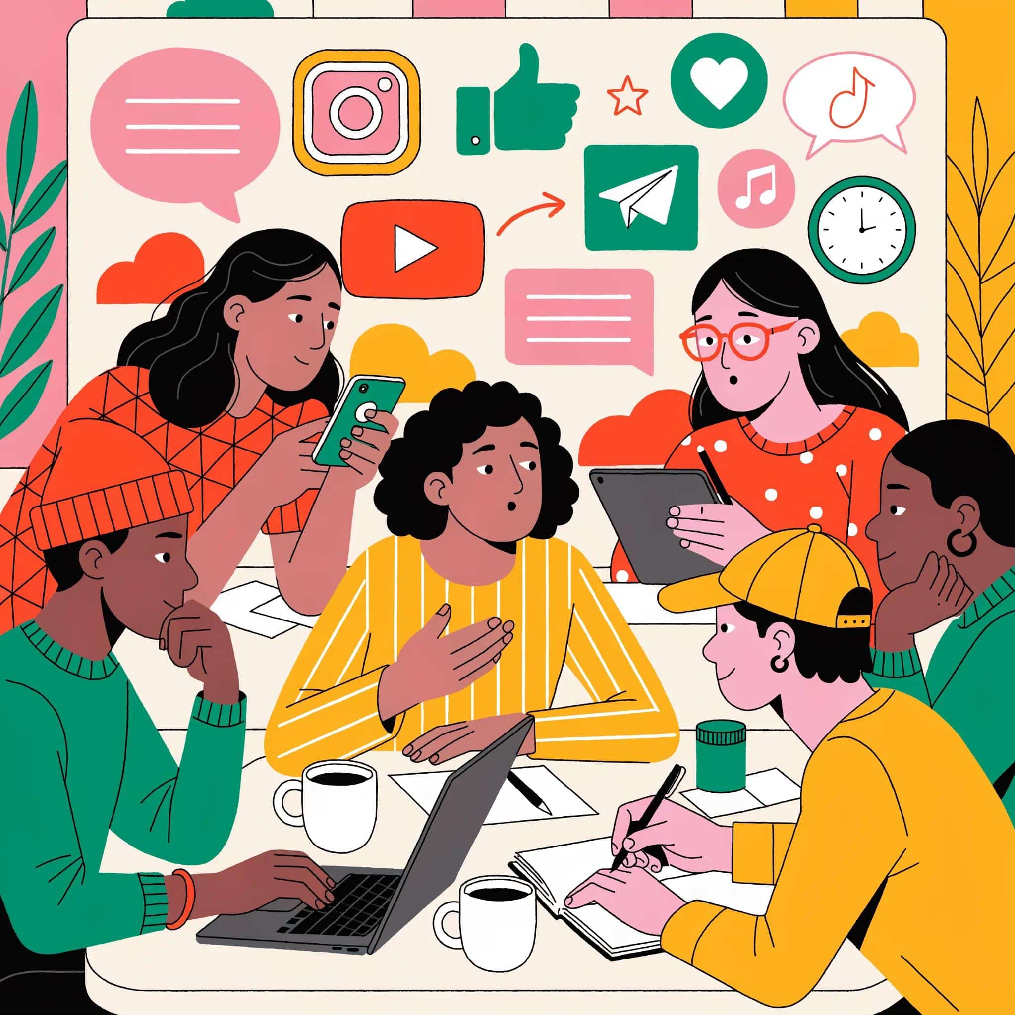 Team collaborating on effective social media management tools and strategies